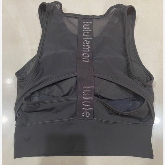 Lululemon Mesh Back Training Cropped Tank Top Bra In Graphite Gray for Workout - Picture 4 of 8
